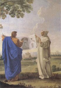 LE SUEUR, Eustache St Bruno Examining a Drawing of the Baths of Diocletian Location of the Future Charterhouse of Rome  (mk05) France oil painting art